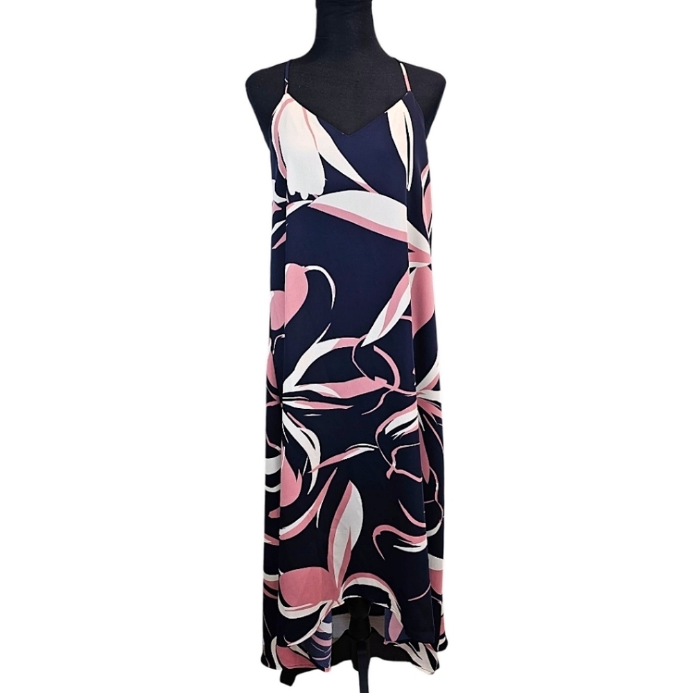 Cynthia Rowley Floral Halter Maxi Dress Sz Small Navy Summer Vacation Resortwear - Picture 2 of 16